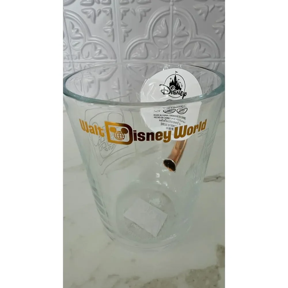 Walt Disney World Cinderella Castle Clear Glass Mug with Gold Handle NWT